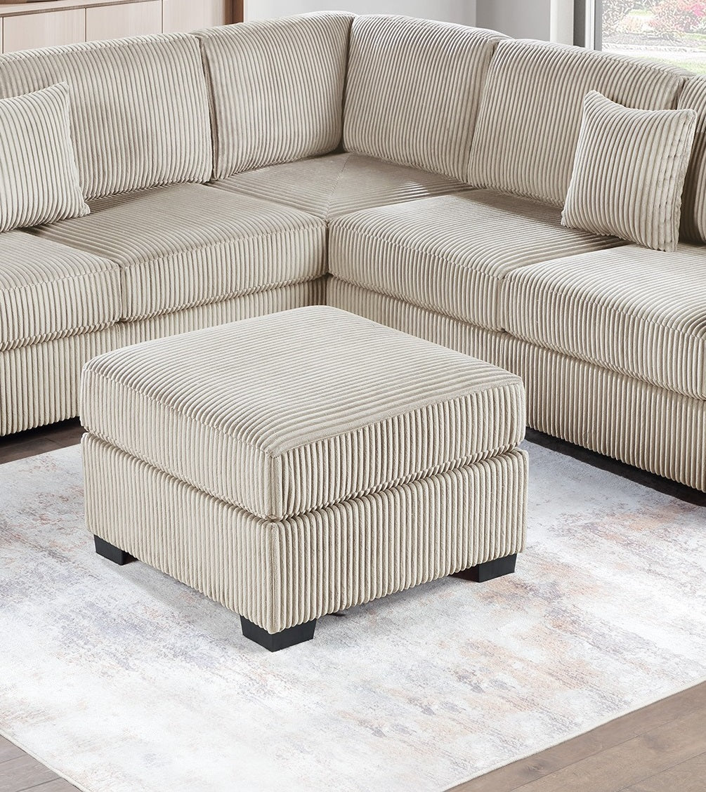 Living Room Corduroy Upholstered Camel 4pc Sectional Set RAF/LAF One-Arm Loveseat W/USB, Corner Wedge, Cocktail Ottoman Cushion Couch