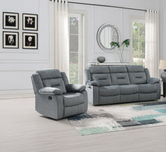 2pc Living Room Set 1x Sofa 1x Recliner Pillow Armrest Supportive Headrest Vertical Tufting Dark Gray Finish Contemporary Primary Living Room Furniture