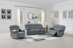 Contemporary Style 3pc Living Room Set 1x Sofa 1x Loveseat 1x Recliner Pillow Armrest Supportive Headrest Vertical Tufting Dark Gray Finish Primary Living Room Furniture