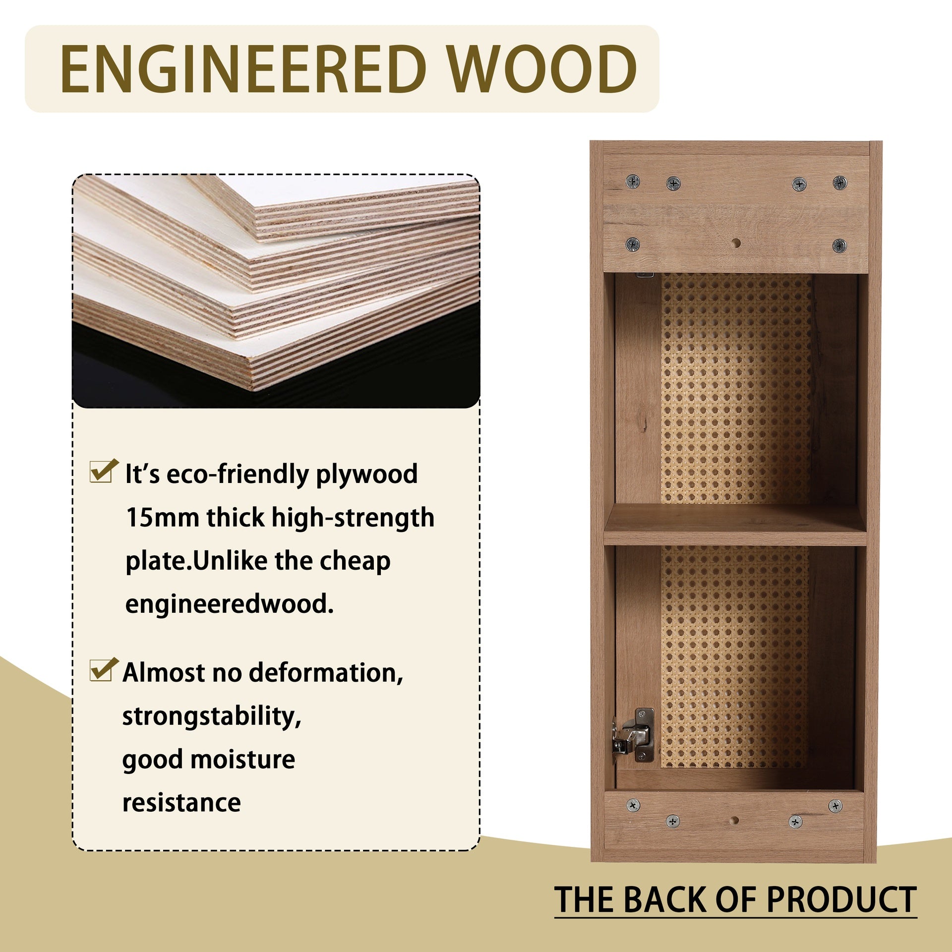 36" Bathroom Side Cabinet,Soft Close Doors,Float Mounting Design,(KD-Packing)