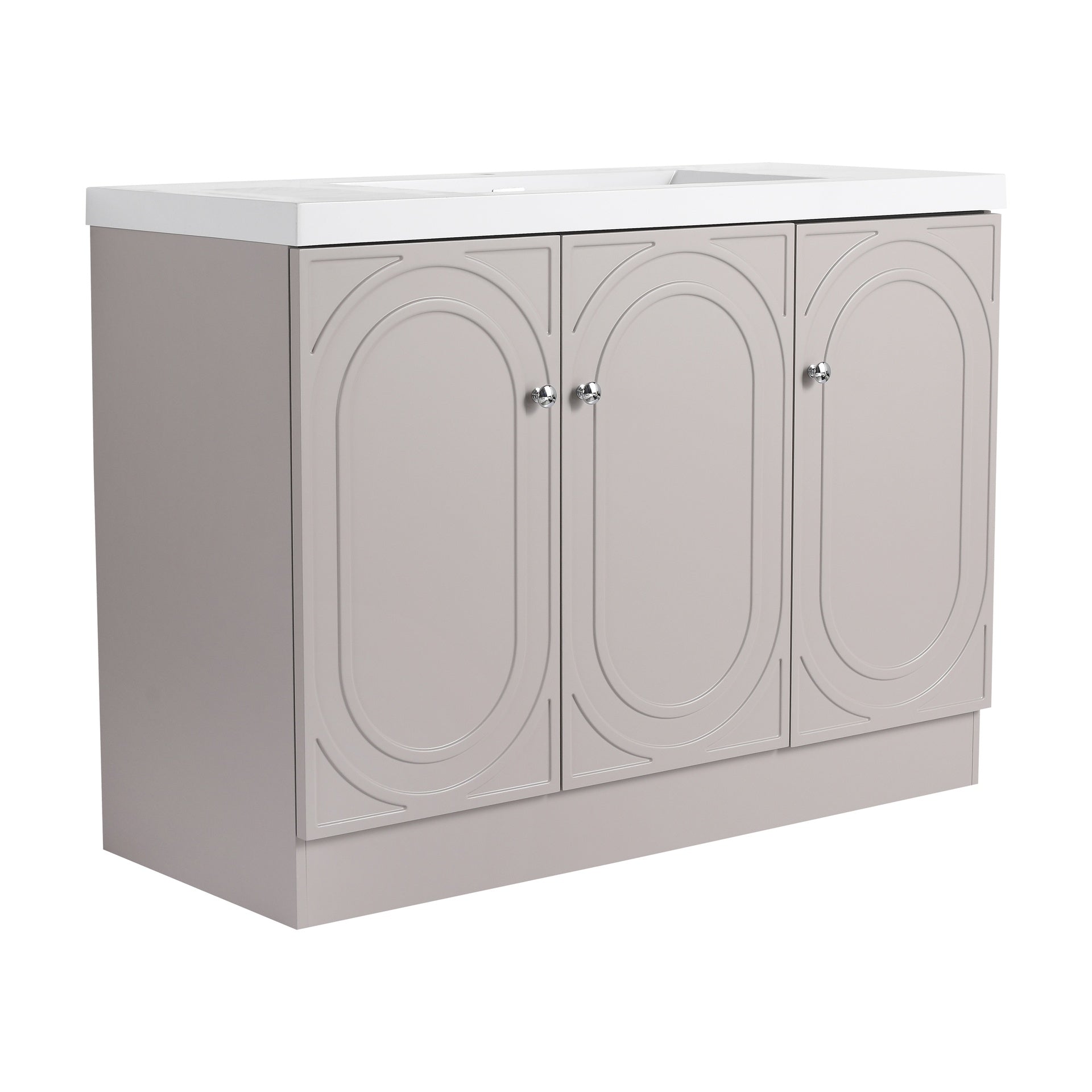 48" Freestanding Bathroom Vanity with White Resin Sink  & 3 Soft-Close Cabinet Doors (KD-Packing)