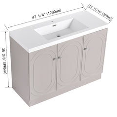 48" Freestanding Bathroom Vanity with White Resin Sink  & 3 Soft-Close Cabinet Doors (KD-Packing)