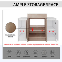 48 Inch Freestanding Bathroom Vanity with Ceramic Sink and 2-Storage Cabinets, Soft Closing Door, 02424+0312*2 Combination Cabinet, KD-Package