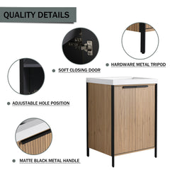 24" Freestanding Bathroom Vanity with Resin Sink & 2 Soft-Close Cabinet Doors (KD-Packing)