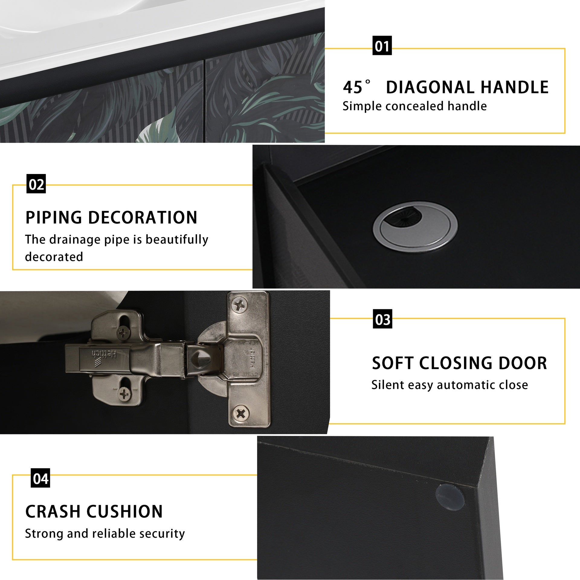 24'' Floating Wall-Mounted Bathroom Vanity With Ceramics Sink & Soft-Close Cabinet Door, KD-Package