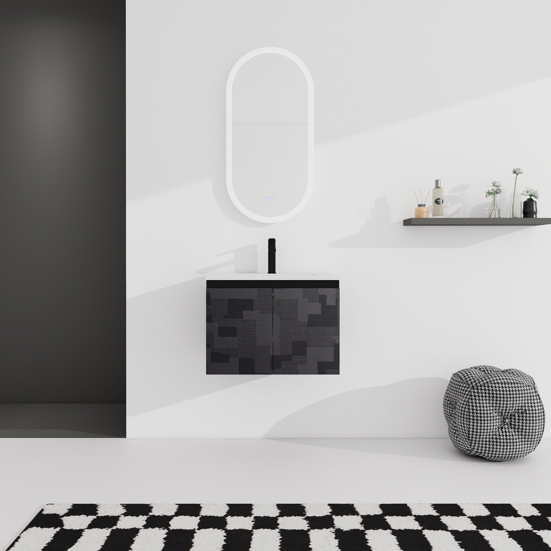 24'' Floating Wall-Mounted Bathroom Vanity With Ceramics Sink & Soft-Close Cabinet Door, KD-Package