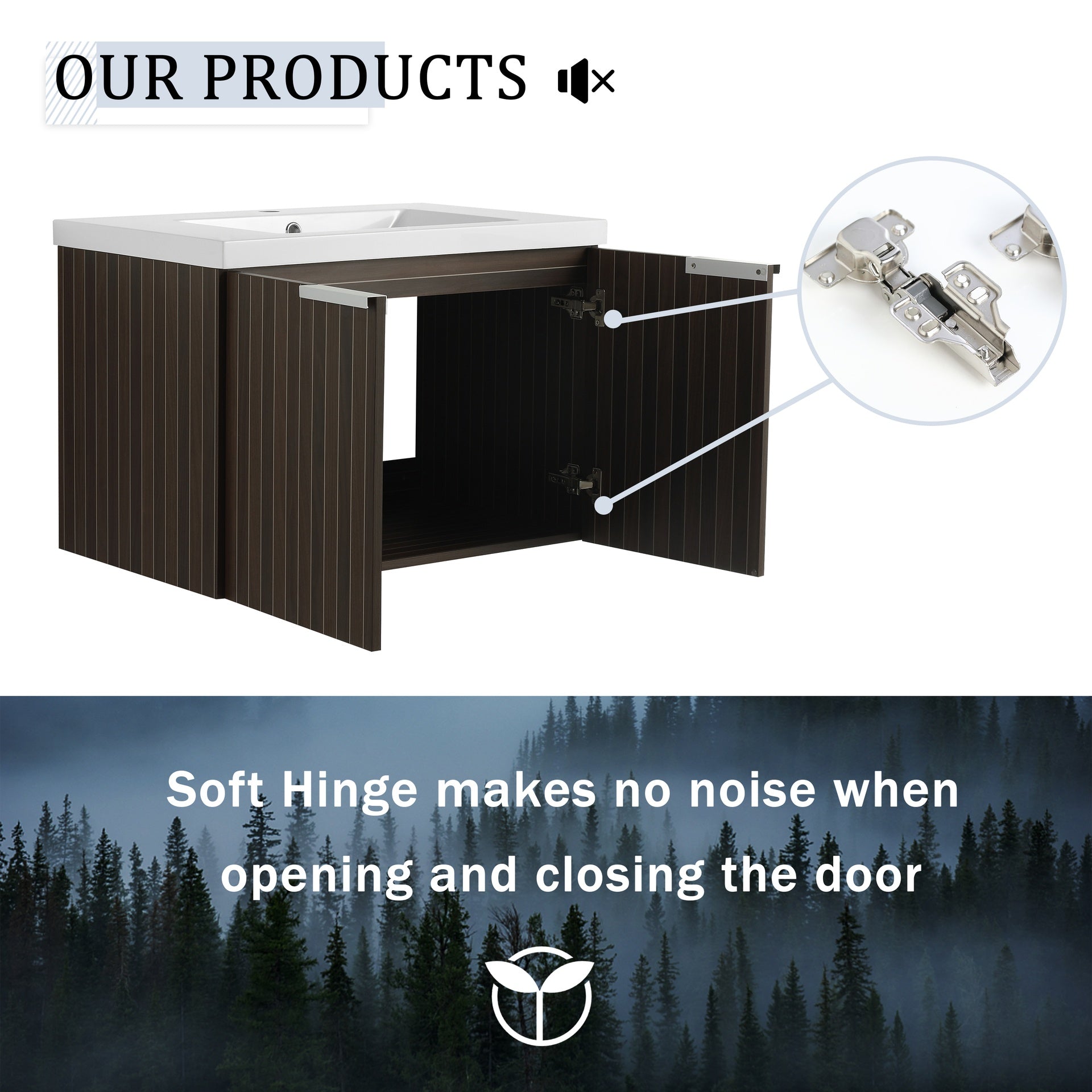 30 Inch Bathroom Vanity With Resin Sink,Soft Close Doors,Float Mounting Design