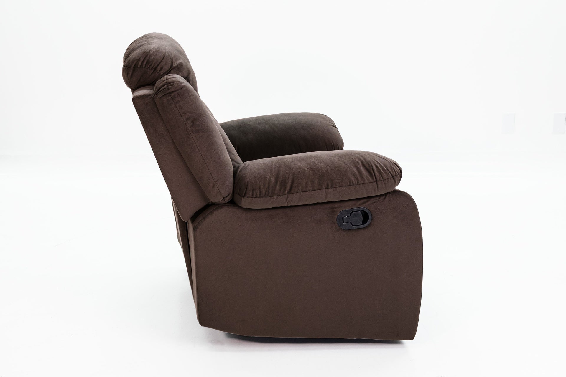 Modern 1pc Manual Recliner Pillow Arm Leather Padded Seat And Backrest Chocolate Finish Primary Living Room