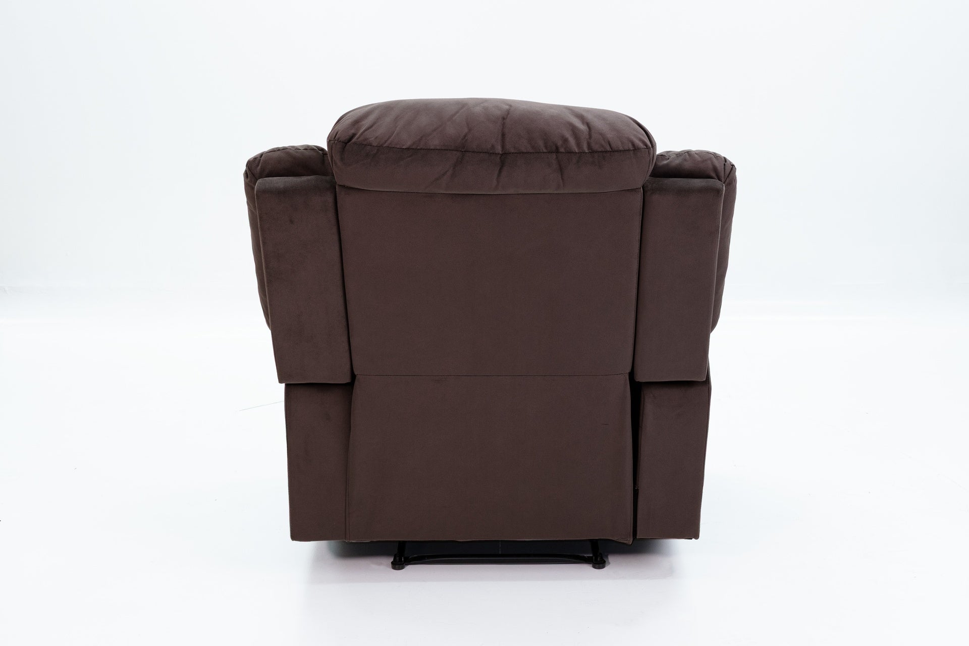Modern 1pc Manual Recliner Pillow Arm Leather Padded Seat And Backrest Chocolate Finish Primary Living Room
