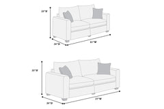 Contemporary Style 2pc Sofa Set 1x Loveseat 1x Sofa Set Cushion Back Matching Pillow Square Arms Wooden Legs Dark Gray Finish Primary Living Room