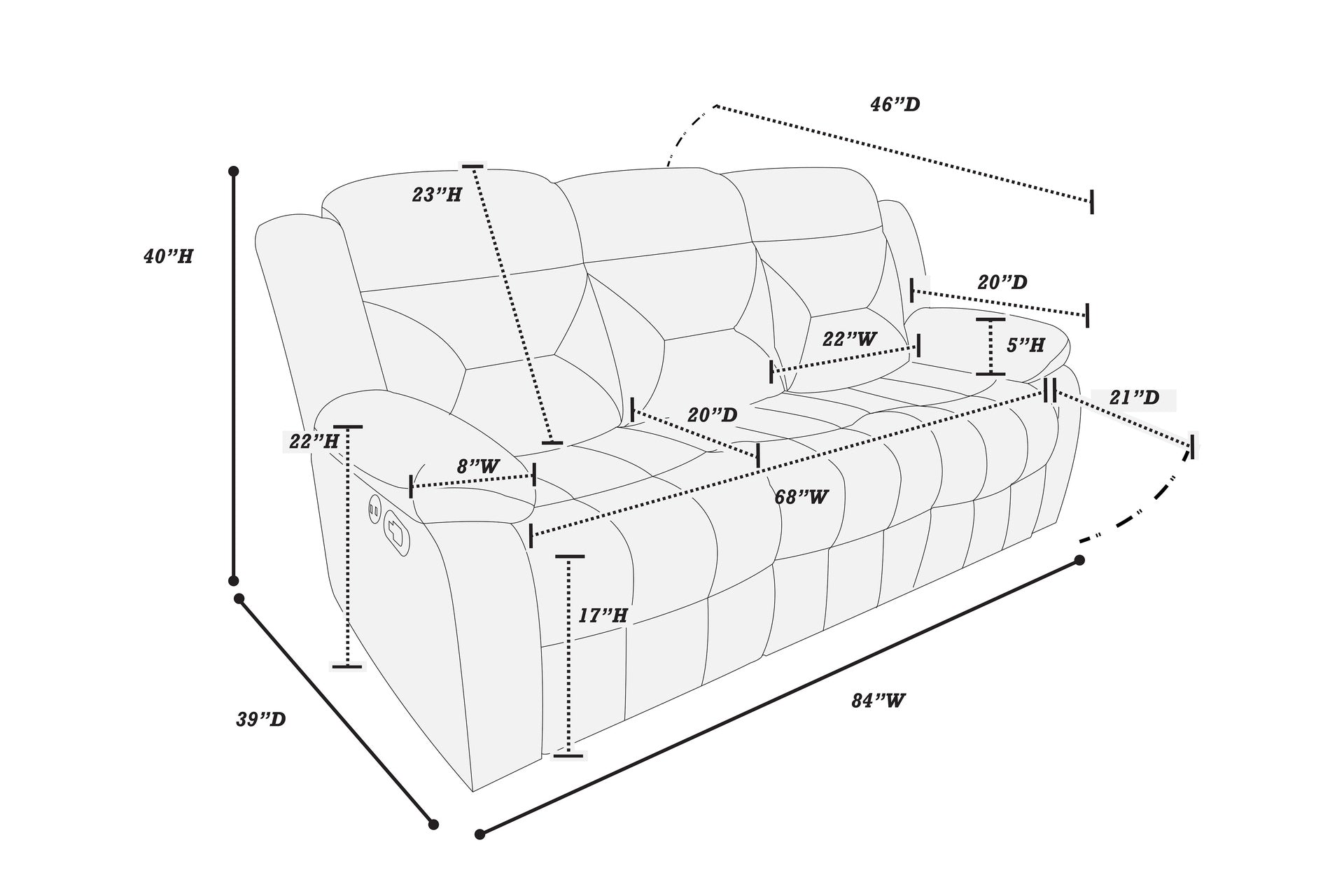 Contemporary Style 3pc Living Room Set 1x Sofa 1x Loveseat 1x Recliner Pillow Armrest Supportive Headrest Vertical Tufting Chocolate Finish Primary Living Room Furniture