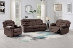 Contemporary Style 3pc Living Room Set 1x Sofa 1x Loveseat 1x Recliner Pillow Armrest Supportive Headrest Vertical Tufting Chocolate Finish Primary Living Room Furniture