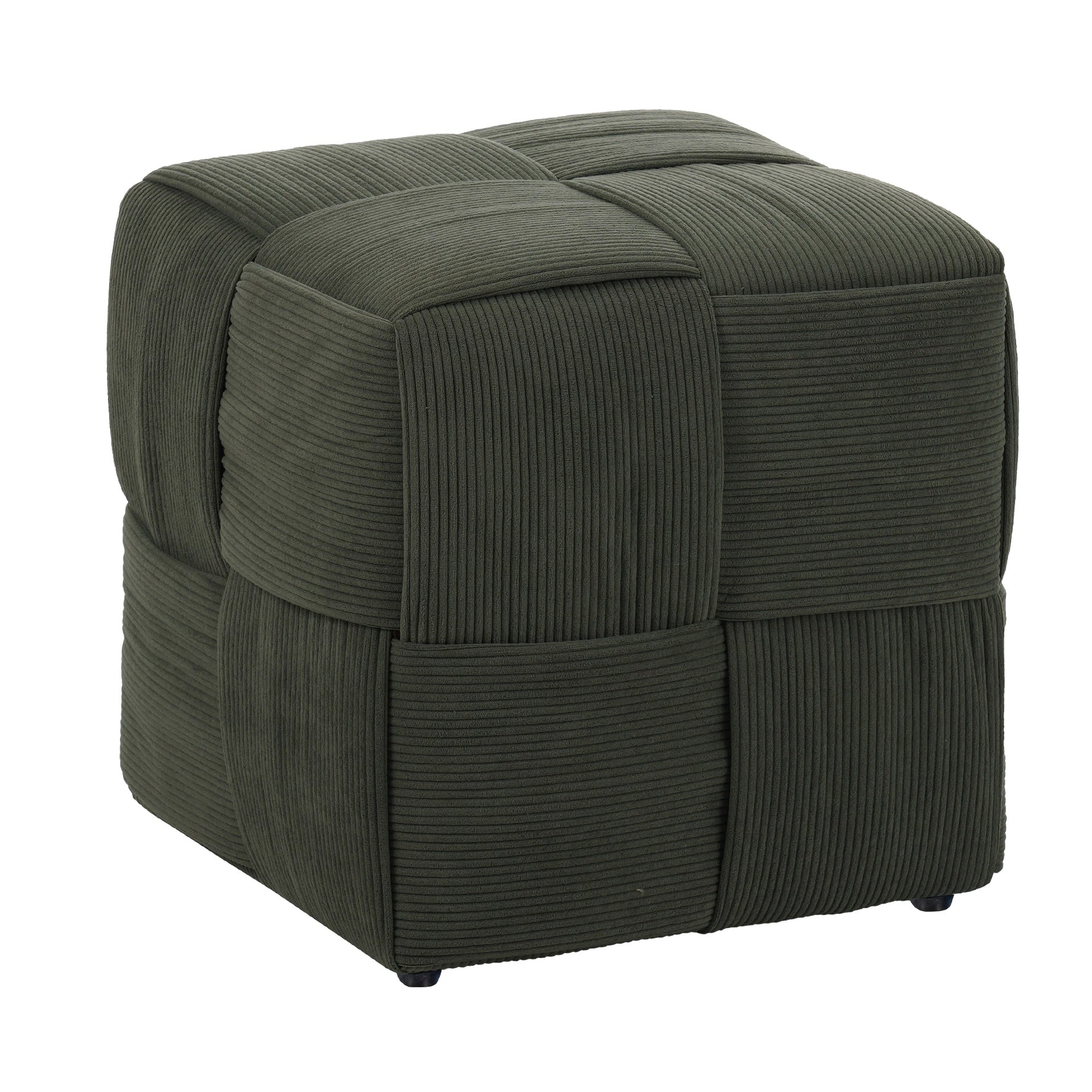 Ottoman Foot Rest Soft and Comfortable Ottoman Square Corduroy Woven Design Sofa Stool (Green)