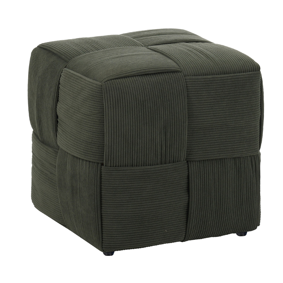 Ottoman Foot Rest Soft and Comfortable Ottoman Square Corduroy Woven Design Sofa Stool (Green)