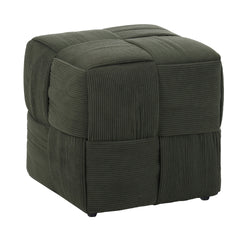 Ottoman Foot Rest Soft and Comfortable Ottoman Square Corduroy Woven Design Sofa Stool (Green)