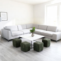Ottoman Foot Rest Soft and Comfortable Ottoman Square Corduroy Woven Design Sofa Stool (Green)