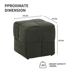 Ottoman Foot Rest Soft and Comfortable Ottoman Square Corduroy Woven Design Sofa Stool (Green)
