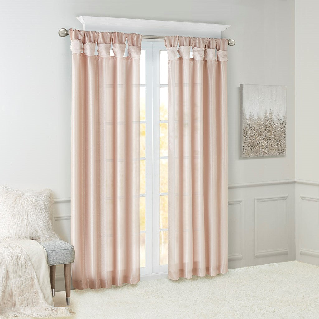 Twist Tab Lined Window Curtain Panel Blush 50x120"