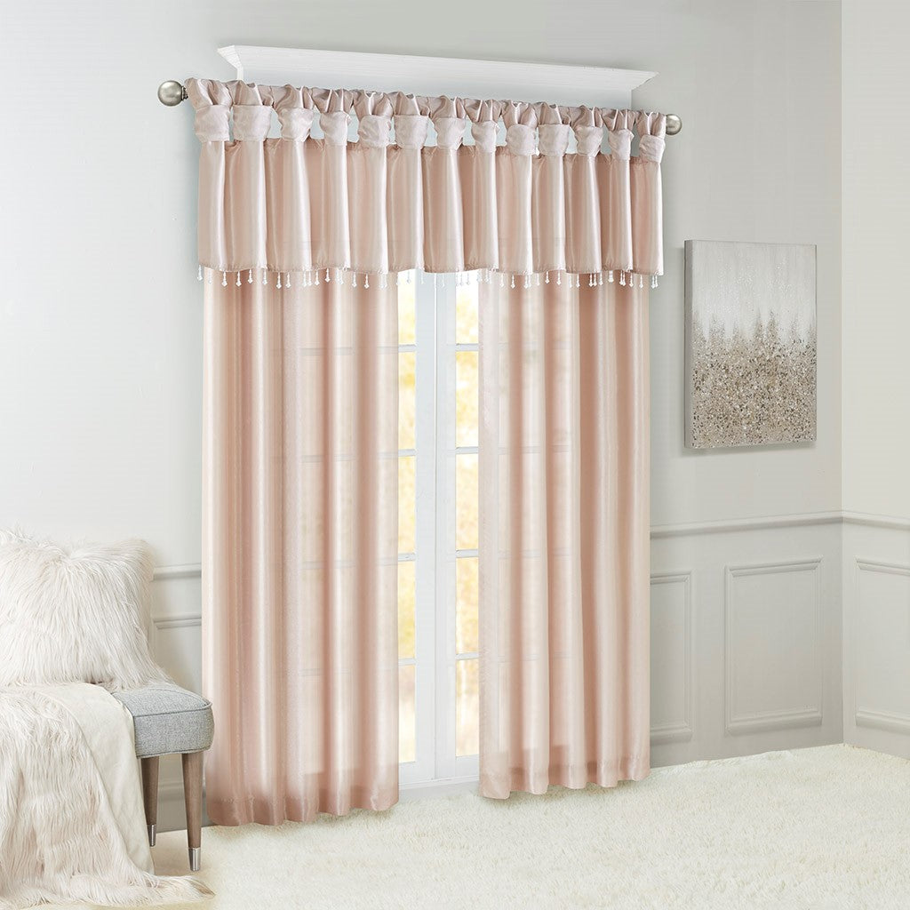 Twist Tab Lined Window Curtain Panel Blush 50x120"