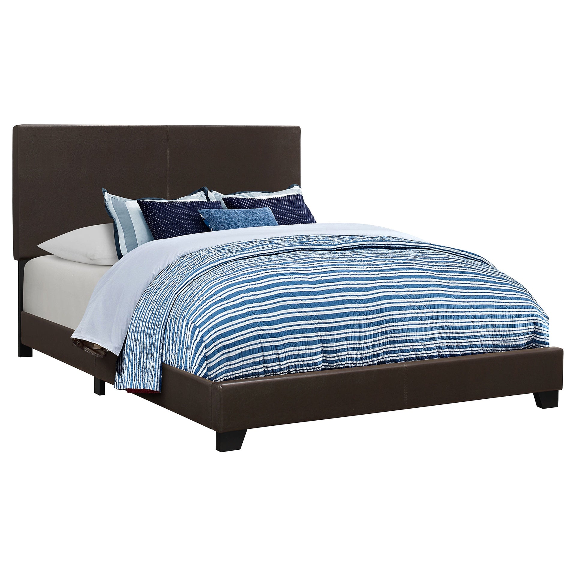 Warwick Brown Upholstered Eastern King Panel Bed