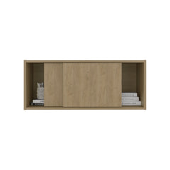 Note 32-Inch Wide Wall Storage Cabinet with Sliding Doors, Compact Wall-Mounted Storage Option for Bedroom, Office, Living Room or Garage Organization