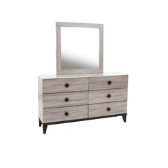 Modern Design Bedroom Furniture 1pc Dresser Only Beautiful Knob Pulls 6x Drawers Storage Faux Marble Top Cream Color Dresser