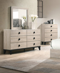 Modern Design Bedroom Furniture 1pc Dresser Only Beautiful Knob Pulls 6x Drawers Storage Faux Marble Top Cream Color Dresser
