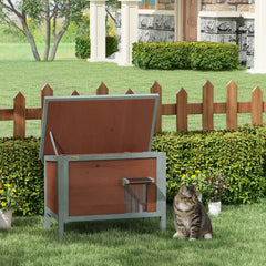 PawHut Outdoor Cat House, Wooden Feral Cat House, All-Around Foam Insulated Cat Shelter with Weatherproof Roof, Removable Floor, Openable Roof, Brown