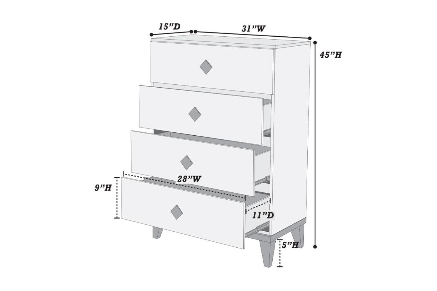 Modern Design Bedroom Furniture 1pc Cream 4 Drawers Beautiful Chest with Faux Marble Top
