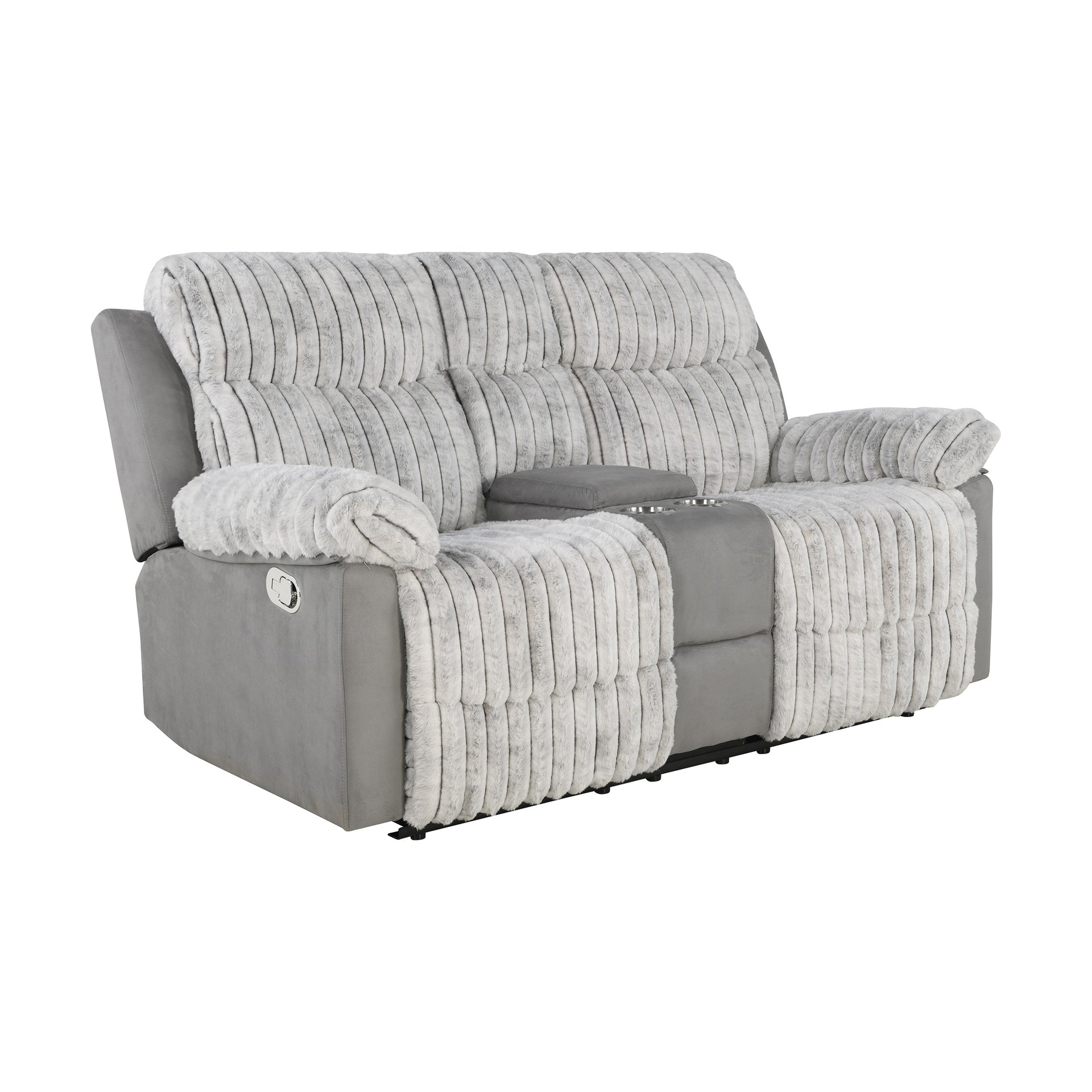 Bruni Grey Console Reclining Loveseat