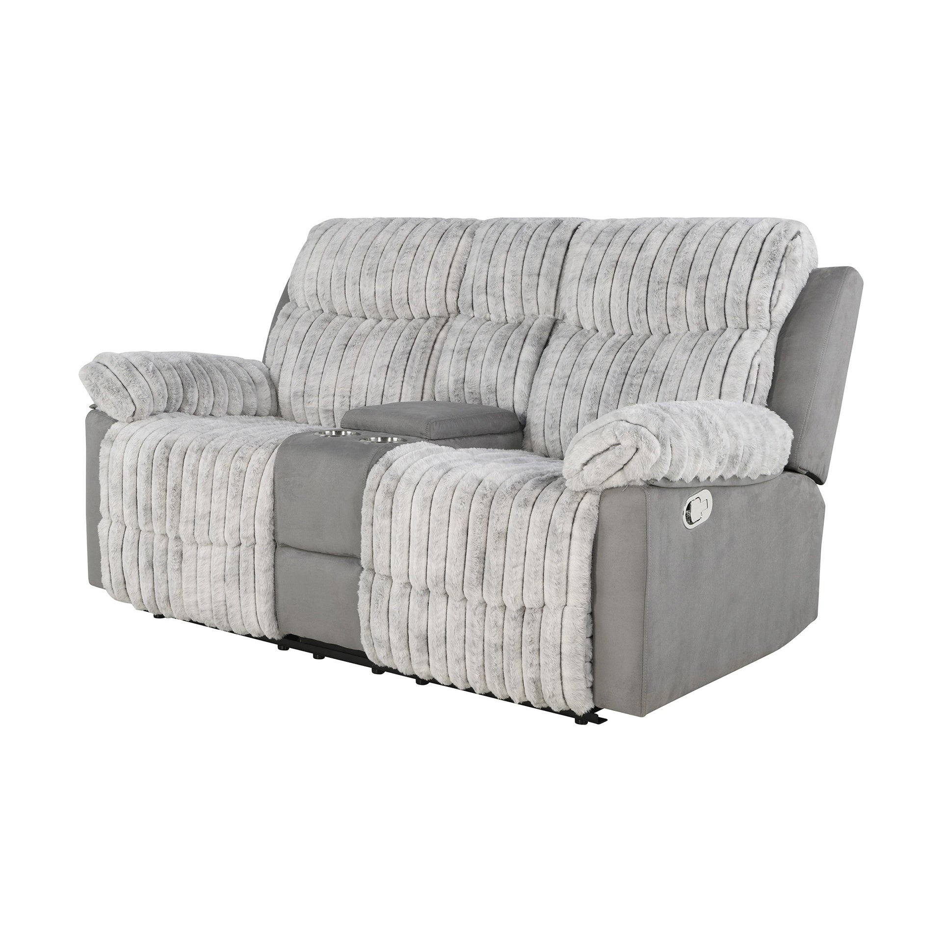Bruni Grey Console Reclining Loveseat
