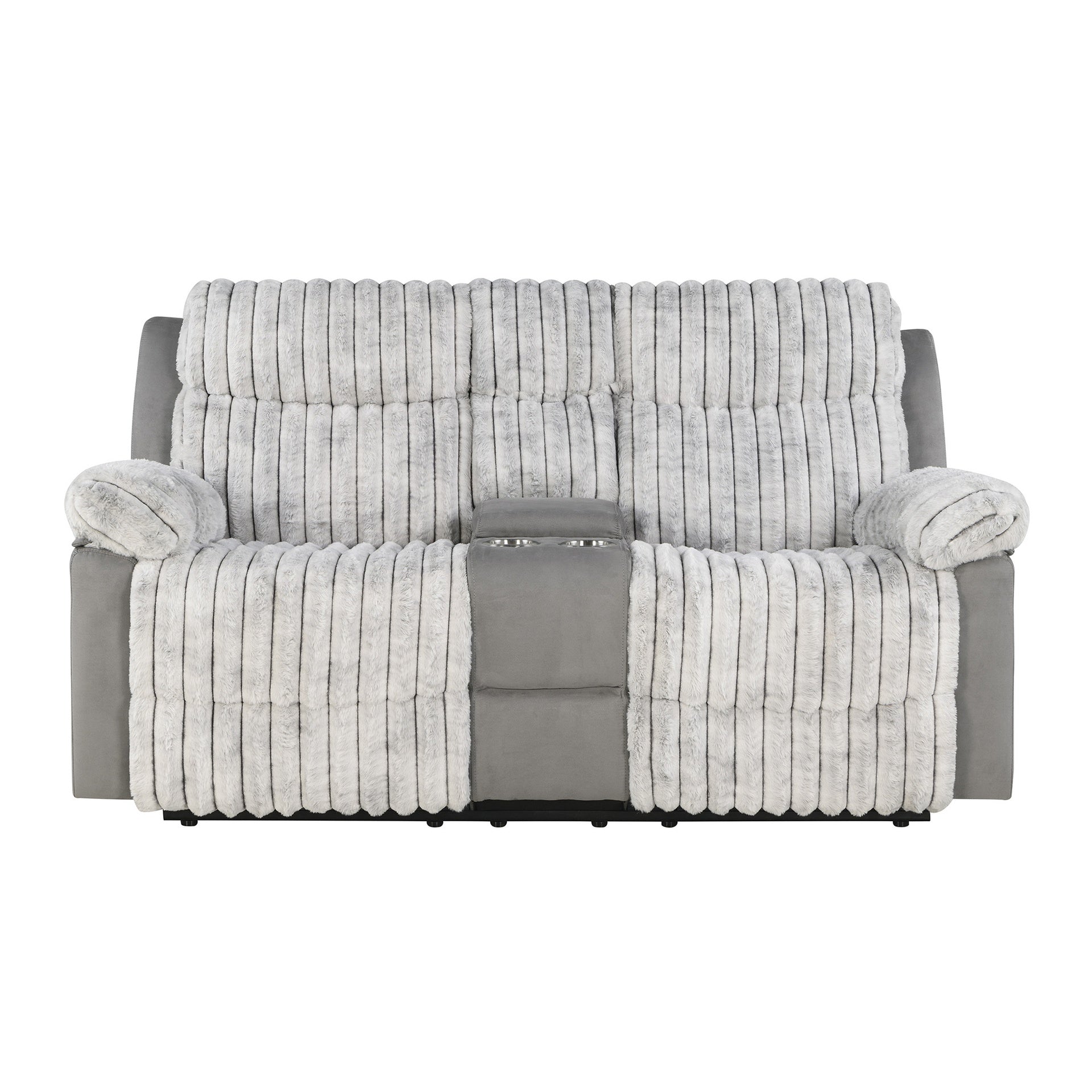 Bruni Grey Console Reclining Loveseat