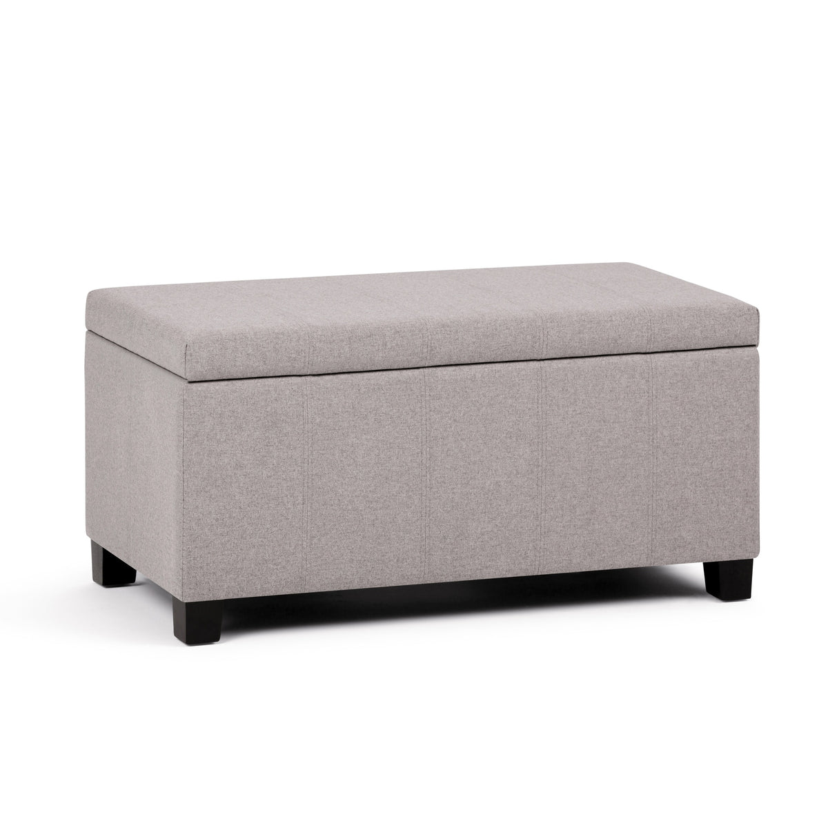 Dover 36 inch Wide Storage Ottoman Bench in Cloud Grey Linen Look Fabric
