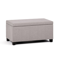 Dover 36 inch Wide Storage Ottoman Bench in Cloud Grey Linen Look Fabric