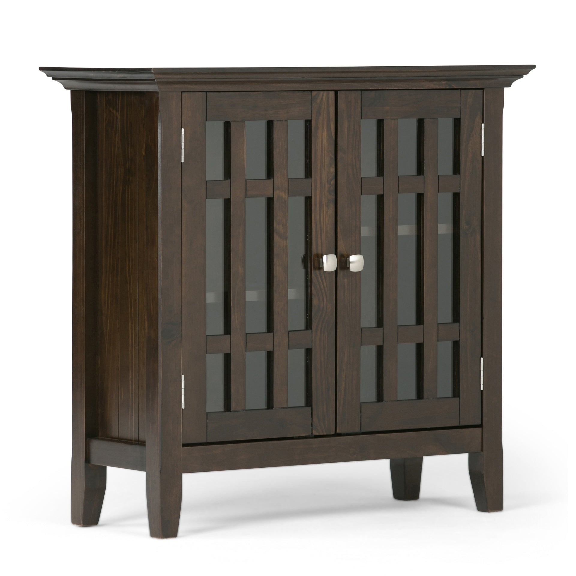 Bedford 32 inch Wide Solid Wood Low Storage Media Cabinet in Dark Tobacco Brown