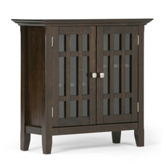 Bedford 32 inch Wide Solid Wood Low Storage Media Cabinet in Dark Tobacco Brown