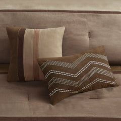 7 Piece Faux Suede Comforter Set Brown King
