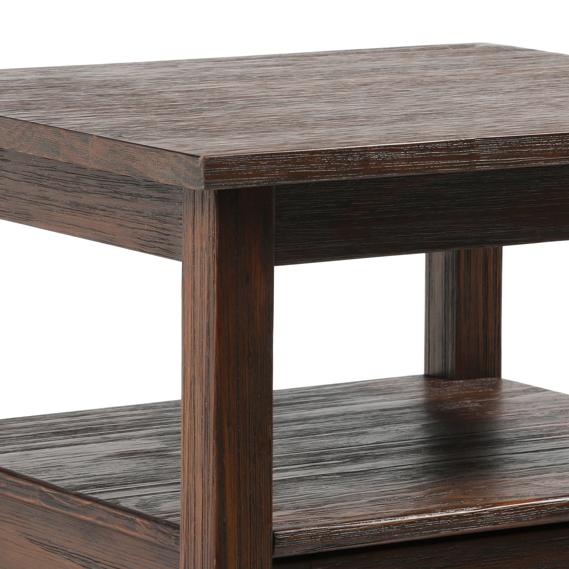 Warm Shaker Solid Wood 20 inch Wide Transitional End Table in Distressed Charcoal Brown