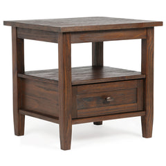Warm Shaker Solid Wood 20 inch Wide Transitional End Table in Distressed Charcoal Brown