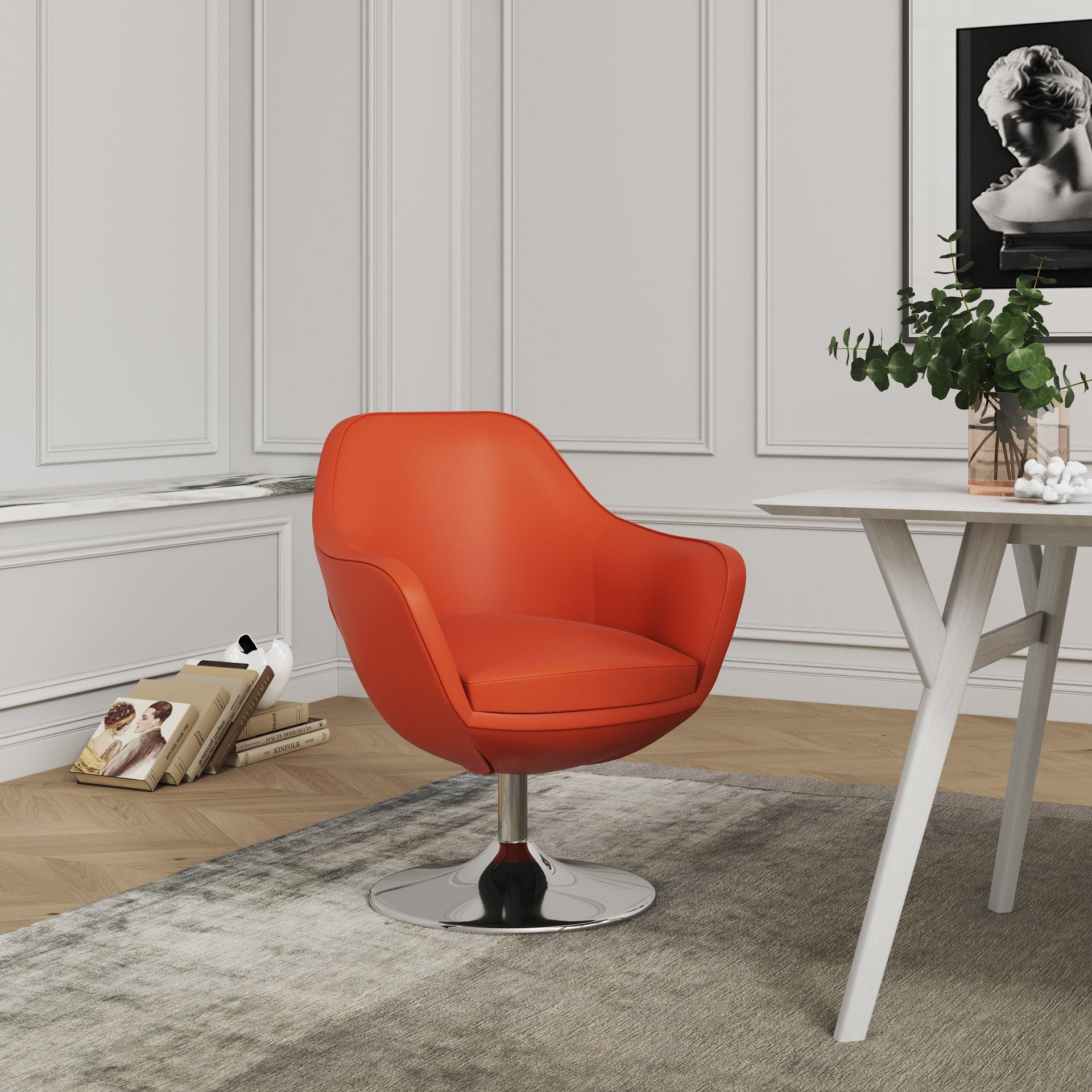 Swivel Lounge Chair in Orange
