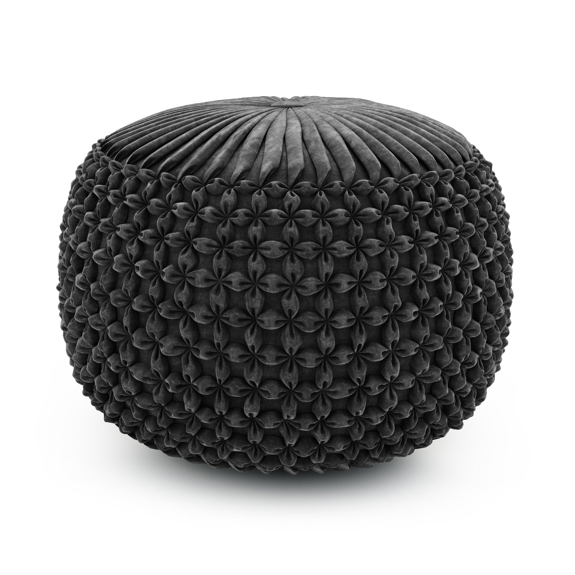 Renee - Round Pouf - Slate Grey