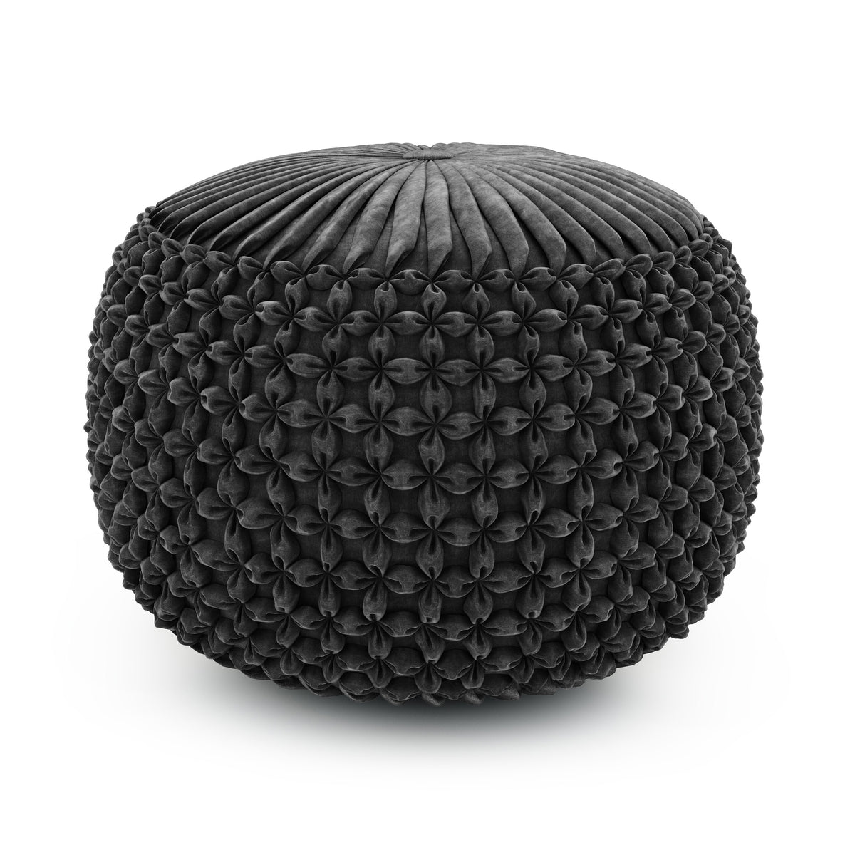 Renee - Round Pouf - Slate Grey