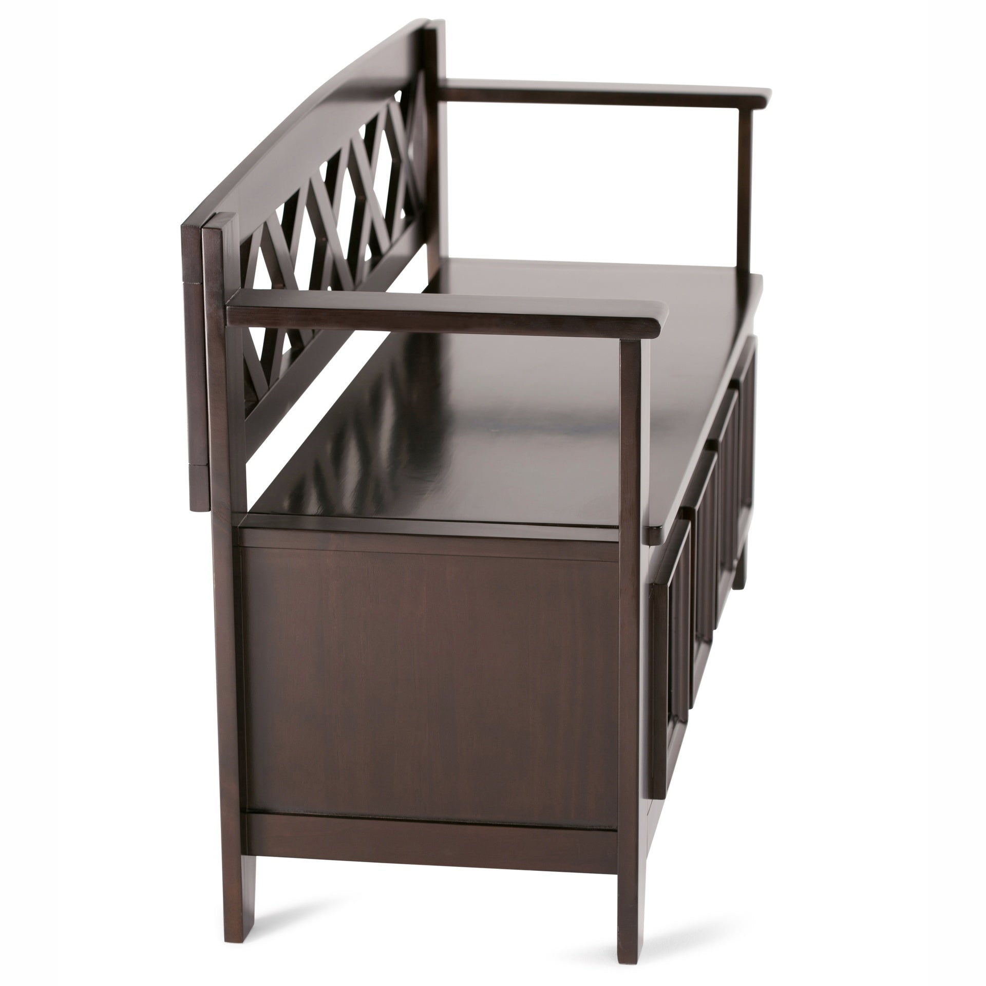 Amherst Solid Wood Entryway Storage Bench in Hickory Brown