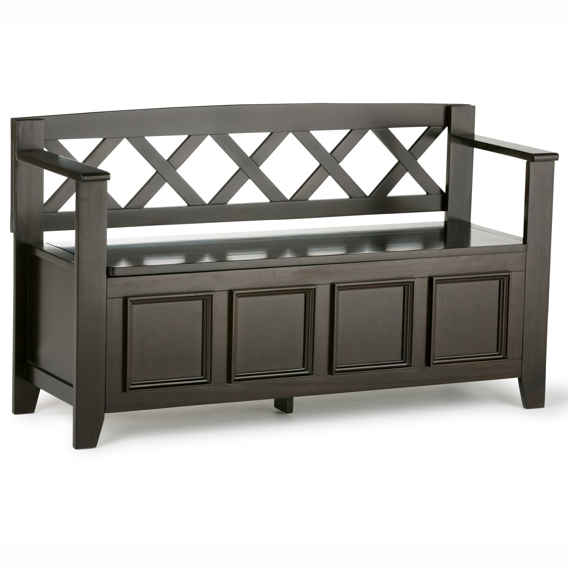 Amherst Solid Wood Entryway Storage Bench in Hickory Brown