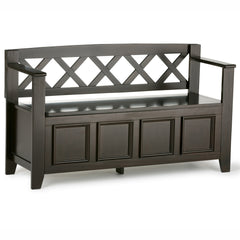 Amherst Solid Wood Entryway Storage Bench in Hickory Brown