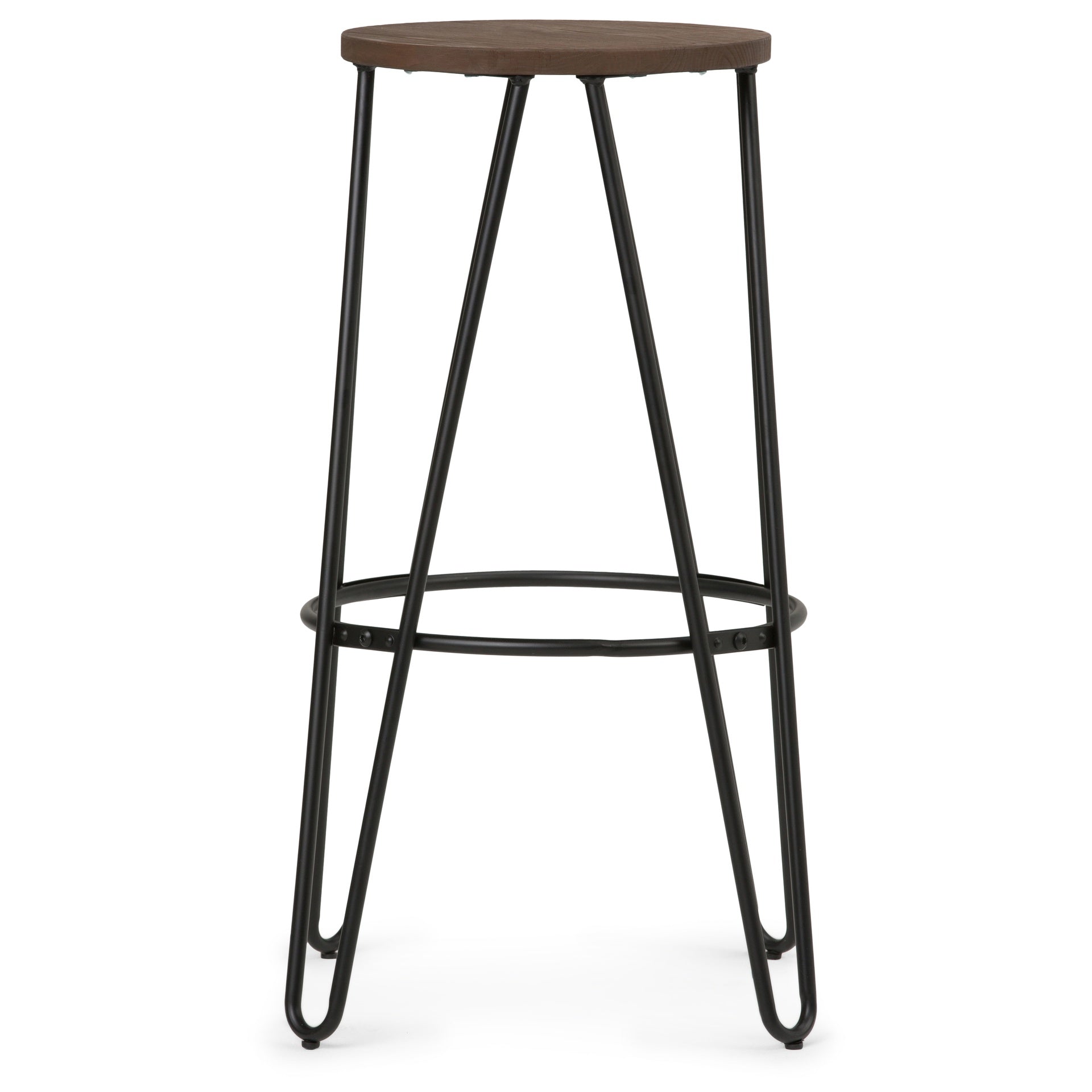 Simeon - 30" Metal Bar Stool with Wood Seat - Cocoa Brown / Black