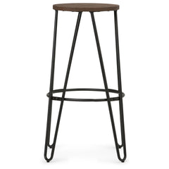 Simeon - 30" Metal Bar Stool with Wood Seat - Cocoa Brown / Black