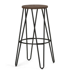 Simeon - 30" Metal Bar Stool with Wood Seat - Cocoa Brown / Black