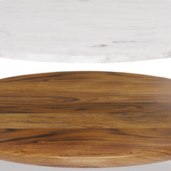 Wagner 30 inch Wide Solid Acacia Wood Coffee Table in White/Natural