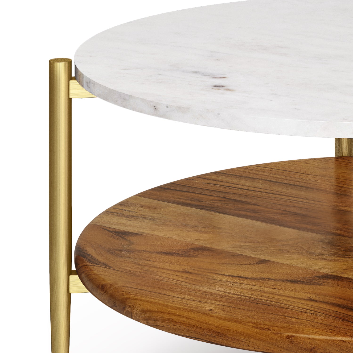 Wagner 30 inch Wide Solid Acacia Wood Coffee Table in White/Natural